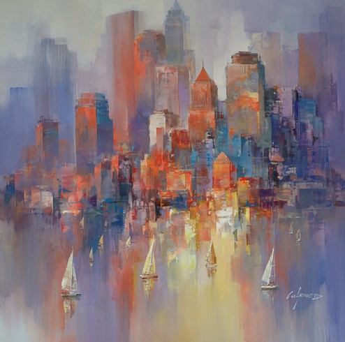 Golden Reflections by Wilfred - Original Painting on Box Canvas